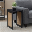 Pemberly Row Weave End Table in Black Wood Finish with Beige Sides