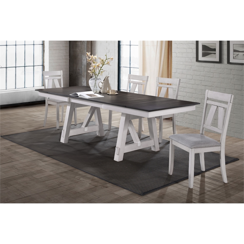 Pemberly Row Modern 5-Piece Solid Wood Dining Table Set in Brown