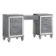 Pemberly Row Contemporary Solid Wood 7-Drawers Vanity in Silver