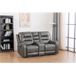 Pemberly Row Two Tone Faux Leather Livingroom Reclining Loveseat In Gray