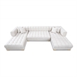 Pemberly Row Mid-Century Modern U-Shape Ivory Velvet Corner Sectional Sofa