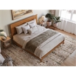 Pemberly Row Contemporary King Solid Wood Foundation Bed in Light Toffee