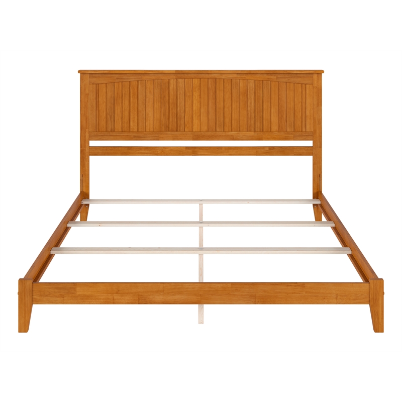 Pemberly Row Contemporary King Solid Wood Foundation Bed in Light Toffee