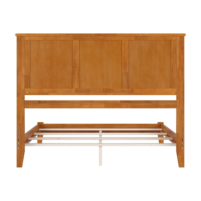 Pemberly Row Queen Solid Wood Foundation Bed in Light Toffee