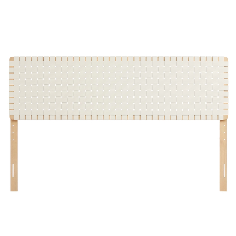 Pemberly Row Weave Vegan Leather King Headboard in Natural Beige