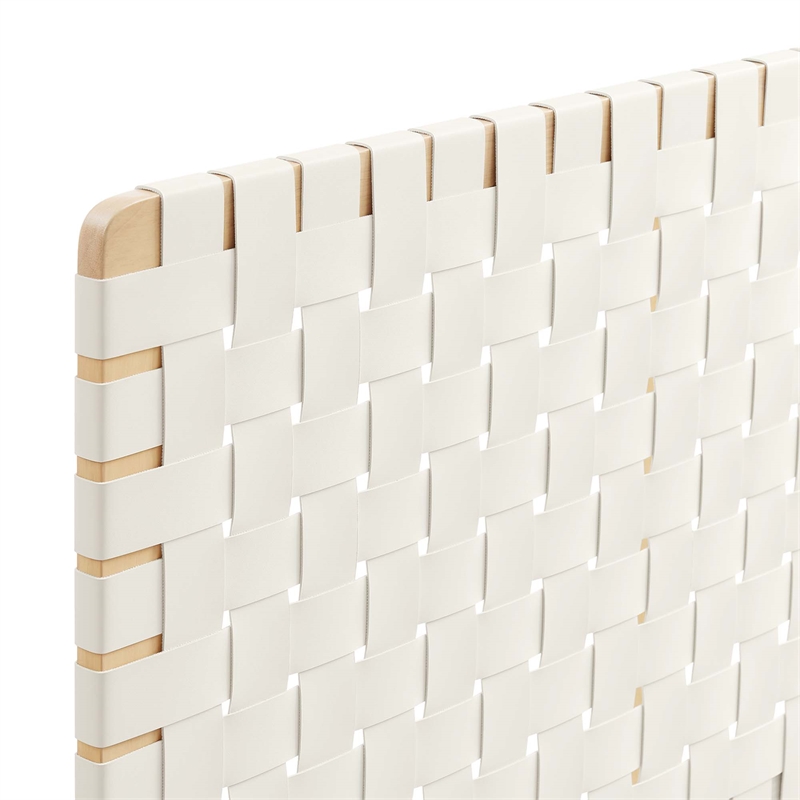 Pemberly Row Weave Vegan Leather King Headboard in Natural Beige