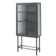 Pemberly Row Tall 2-Door 3-Shelf Steel Accent Cabinet with Fluted Glass-Black