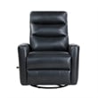 Pemberly Row Contemporary Faux Leather Swivel Recliner in Black