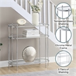 Pemberly Row Three-Tier Clear Glass Oval Entryway Hall Table in Chrome Finish