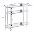 Pemberly Row Three-Tier Clear Glass Oval Entryway Hall Table in Chrome Finish