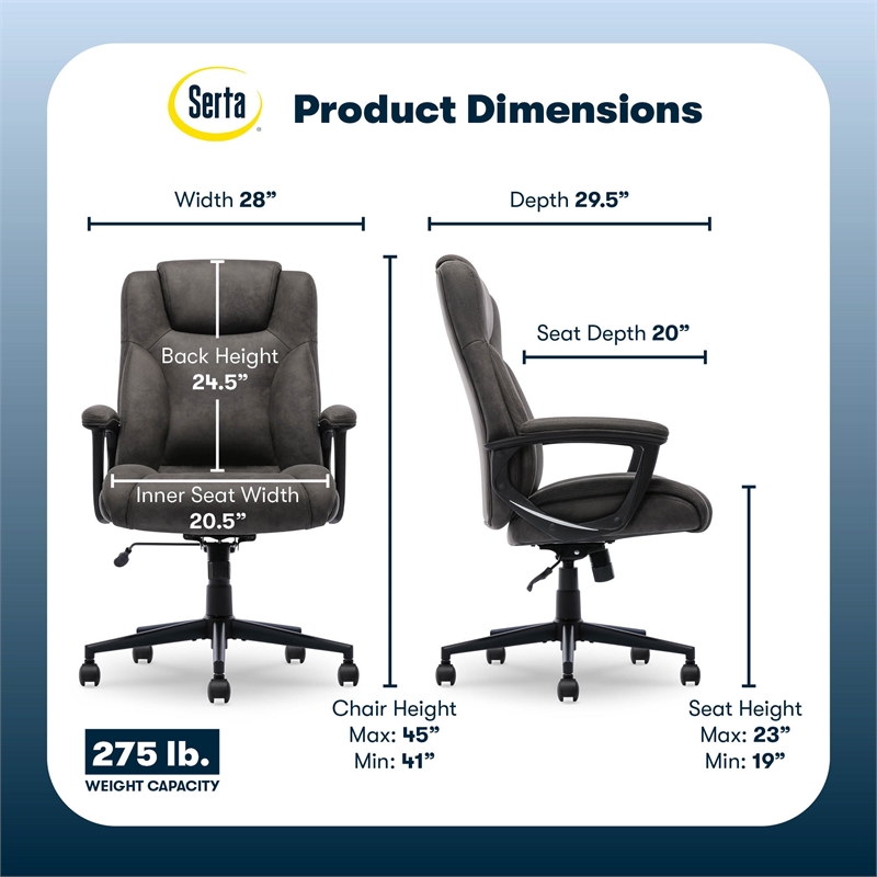 Pemberly Row Office Ergonomic Computer Chair Lumber Support Brown