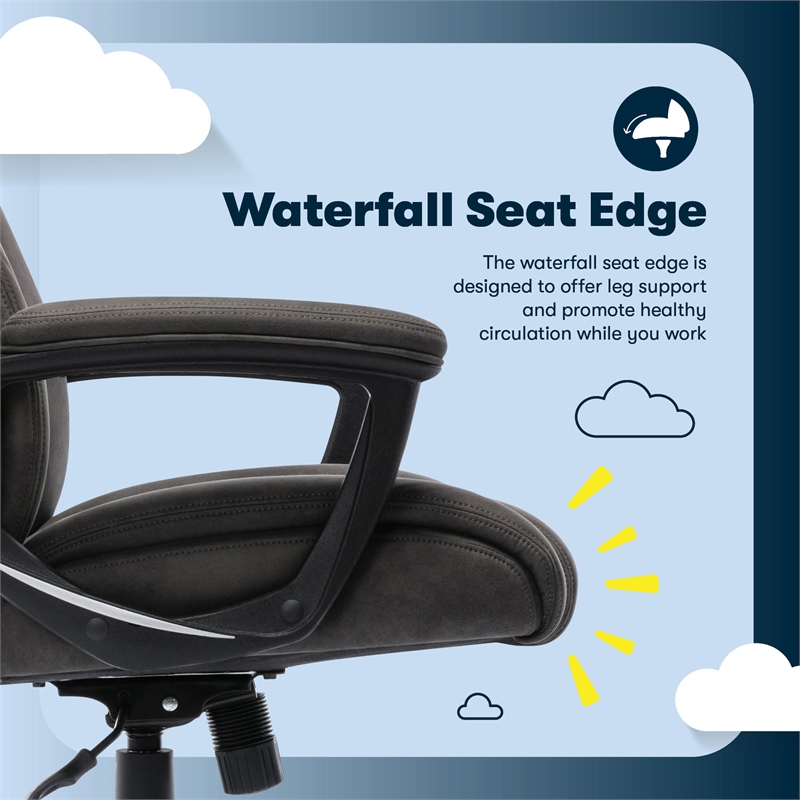 Pemberly Row Office Ergonomic Computer Chair Lumber Support Brown