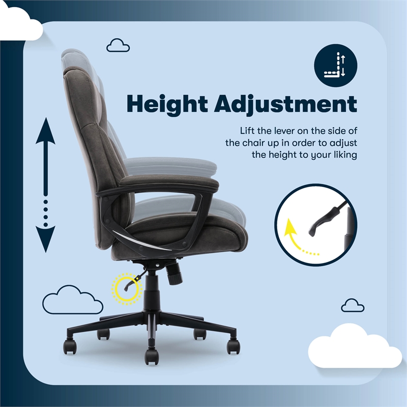 Pemberly Row Office Ergonomic Computer Chair Lumber Support Brown