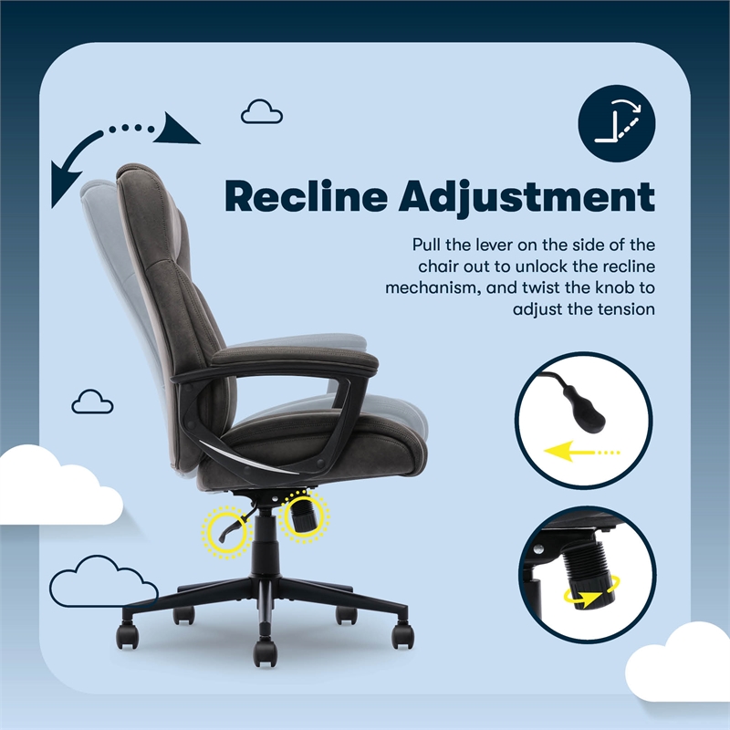Pemberly Row Office Ergonomic Computer Chair Lumber Support Brown