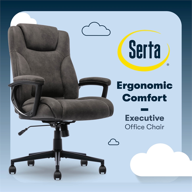 Pemberly Row Office Ergonomic Computer Chair Lumber Support Brown