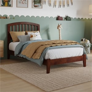 Pemberly Row Twin Solid Wood Low Profile Platform Bed in Walnut