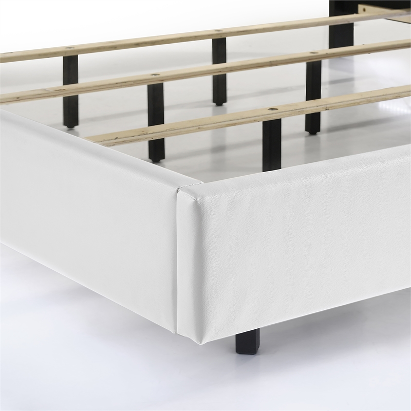 Pemberly Row Contemporary Wood Queen Panel Bed in White Finish
