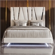 Pemberly Row Contemporary Wood Queen Panel Bed in White Finish