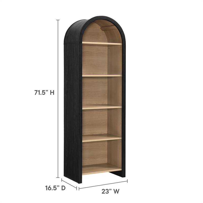 Pemberly Row Modern / Contemporary Bookcase Display Cabinet in Black