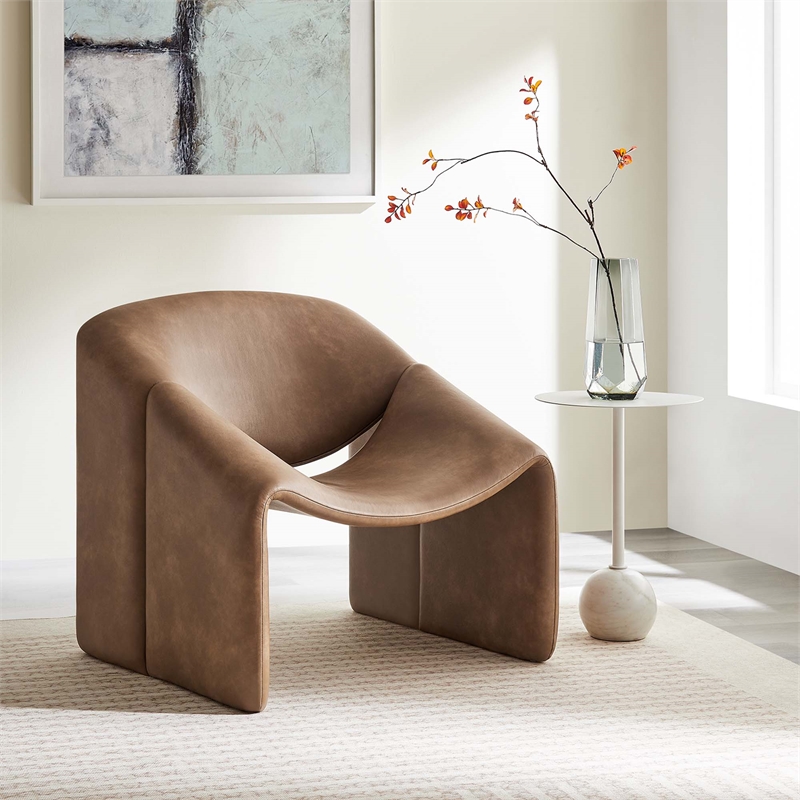 Pemberly Row Modern / Contemporary Fabric Accent Chair in Brown