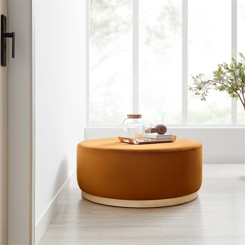 Pemberly Row Modern / Contemporary Ottoman in Rust Natural Finish