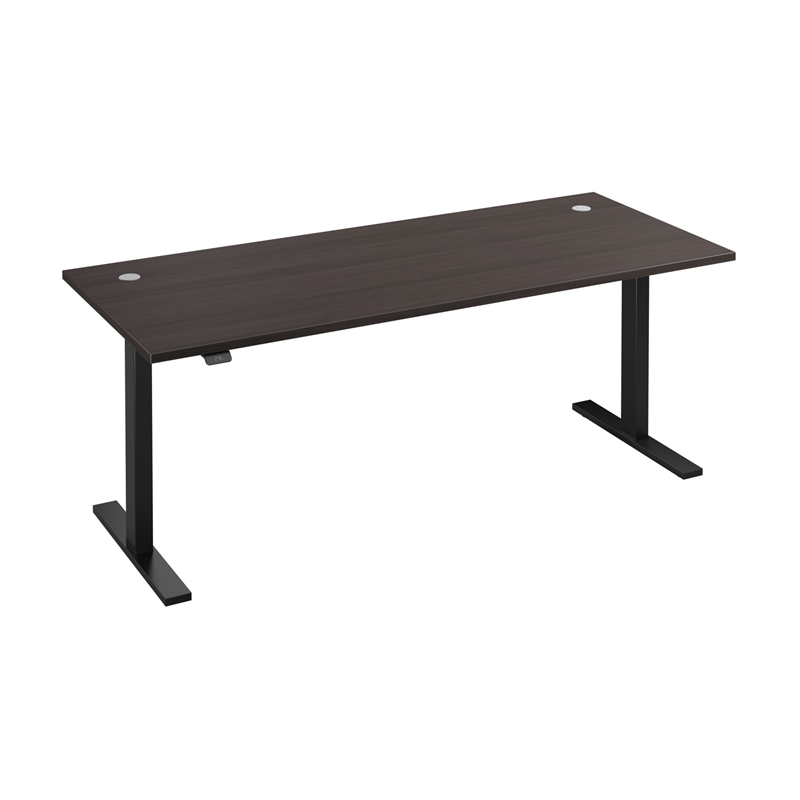 Pemberly Row 72W Adjustable Standing Desk in Storm Gray - Engineered Wood