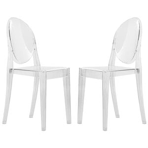 Pemberly Row Contemporary Acrylic Dining Chair in Clear Set of 2