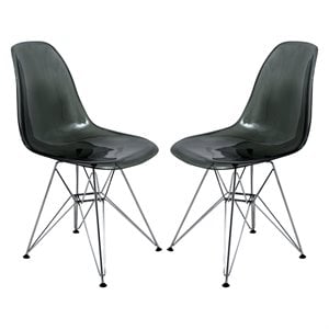 Pemberly Row Eiffel Base Dining Side Chair in Black (Set of 2)