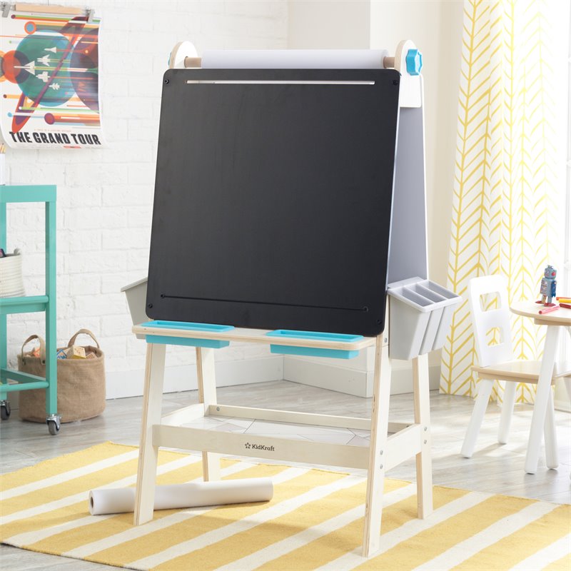 Pemberly Row Create and Play 9 Piece Multicolored Wooden Art Easel