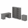 Pemberly Row Executive Desk with Storage Set in Modern Gray - Engineered Wood