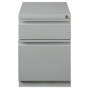 Pemberly Row 20&quotD Mobile Pedestal File 2-Drawer Filing Cabinet Box/File - Silver