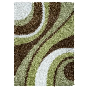 Pemberly Row Modern 5' x 7' Stripe Multi/Ivory Tufted Area Rug