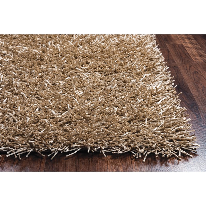 Pemberly Row Contemporary Contemporary 5' x 7' Solid Tan/Ivory Tufted Area Rug