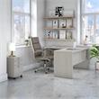 Pemberly Row Engineered Wood L Shaped Desk with Mobile File Cabinet in Gray Sand