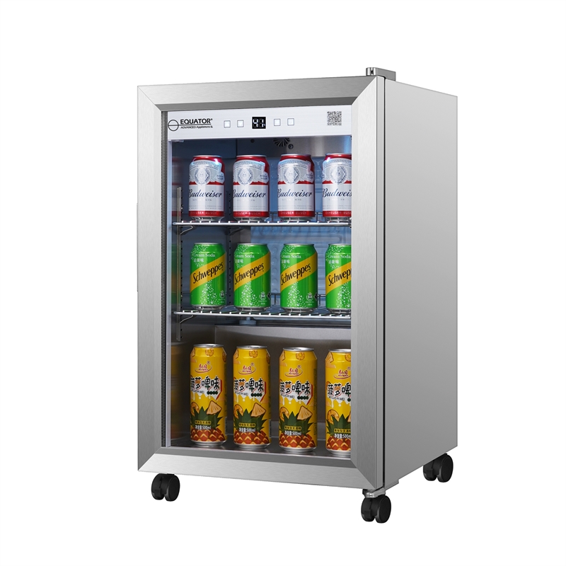 Pemberly Row Modern LED Display Outdoor Refrigerator in White