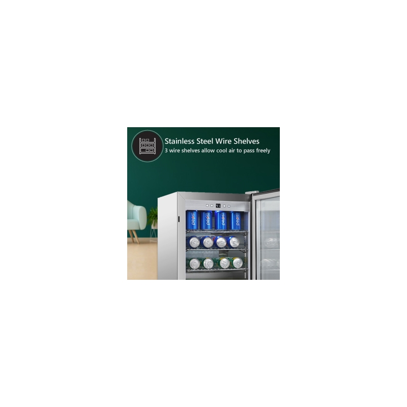 Pemberly Row Modern LED Display Outdoor Refrigerator in White