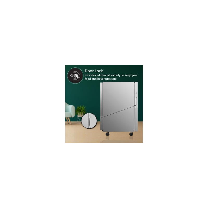 Pemberly Row Modern LED Display Outdoor Refrigerator in White