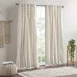 Pemberly Row Cotton Printed Window Panel with Chenille Stripe in Ivory