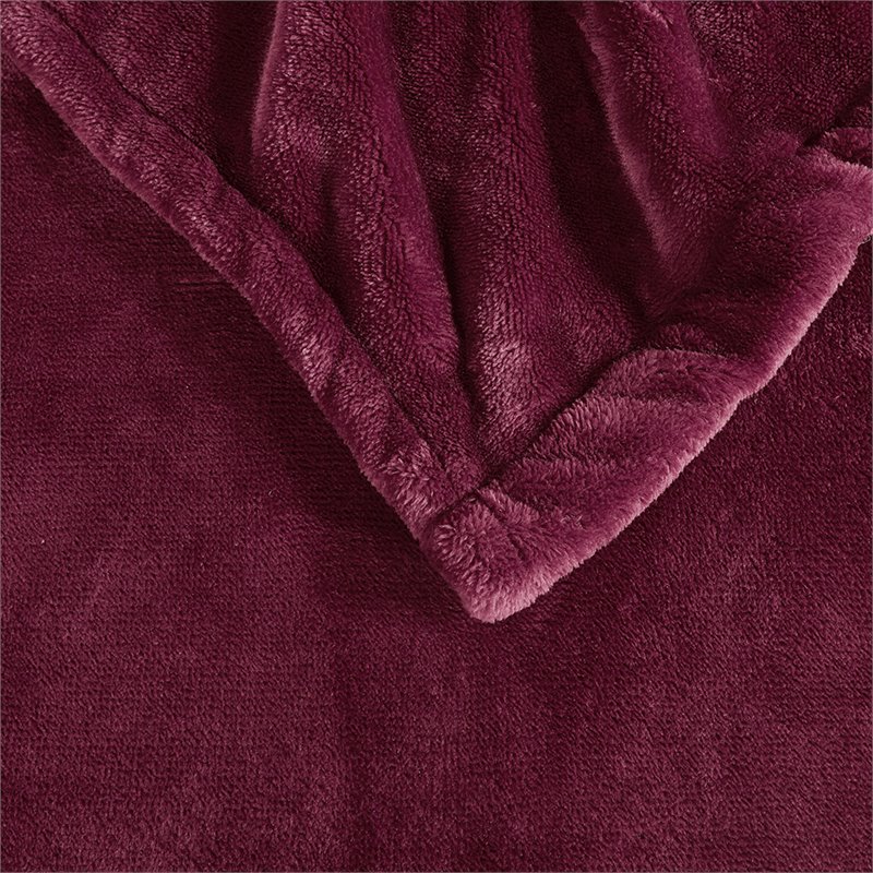 Pemberly Row Polyester Solid Microlight Heated Blanket in Red Finish