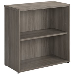 Pemberly Row Modern Engineered Wood 2-Shelf Bookcase in Elm/Brown