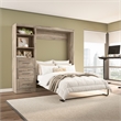 Pemberly Row Full Murphy Bed and Shelving Unit with Drawers (84W) - Rustic Brown