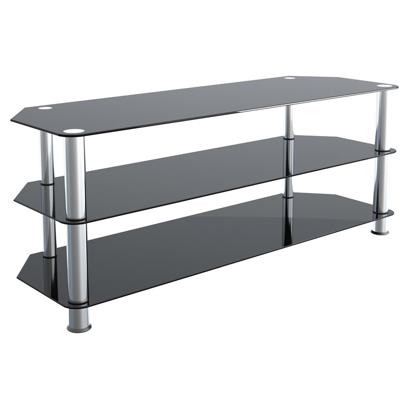 Pemberly Row Steel and Glass TV Stand for up to 60