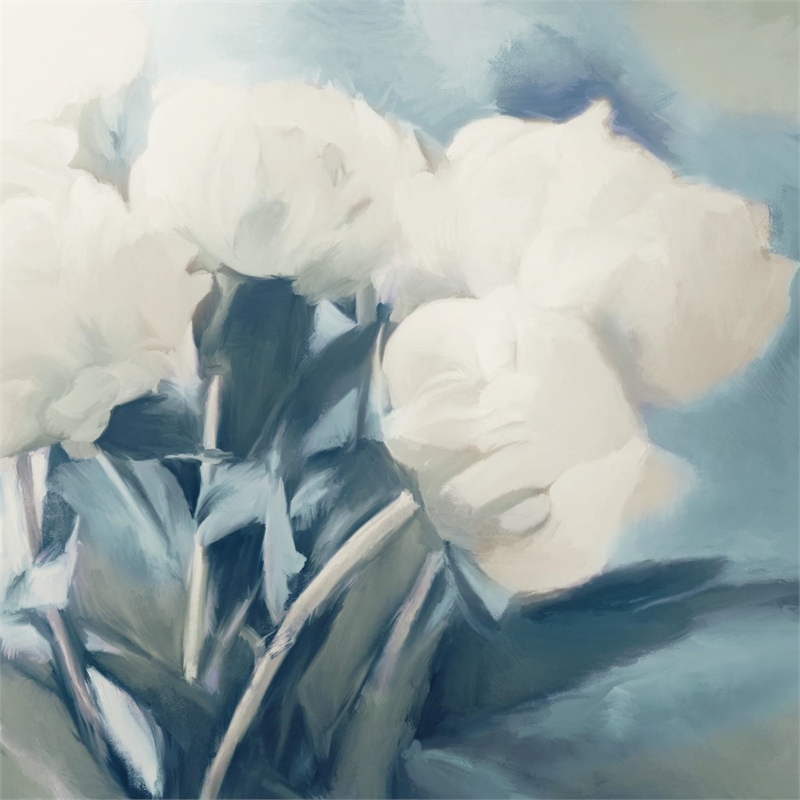 Pemberly Row 72x72 White Roses Art Canvas Print in Multi-Color