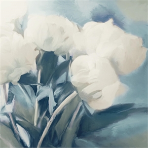 Pemberly Row 72x72 White Roses Art Canvas Print in Multi-Color
