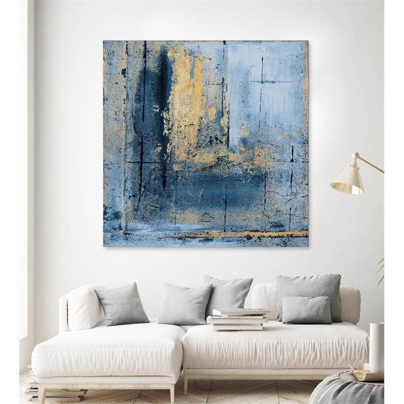 Pemberly Row 54x54 Golden Blues Art Canvas Print in Multi-Color