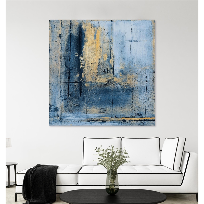 Pemberly Row 54x54 Golden Blues Art Canvas Print in Multi-Color