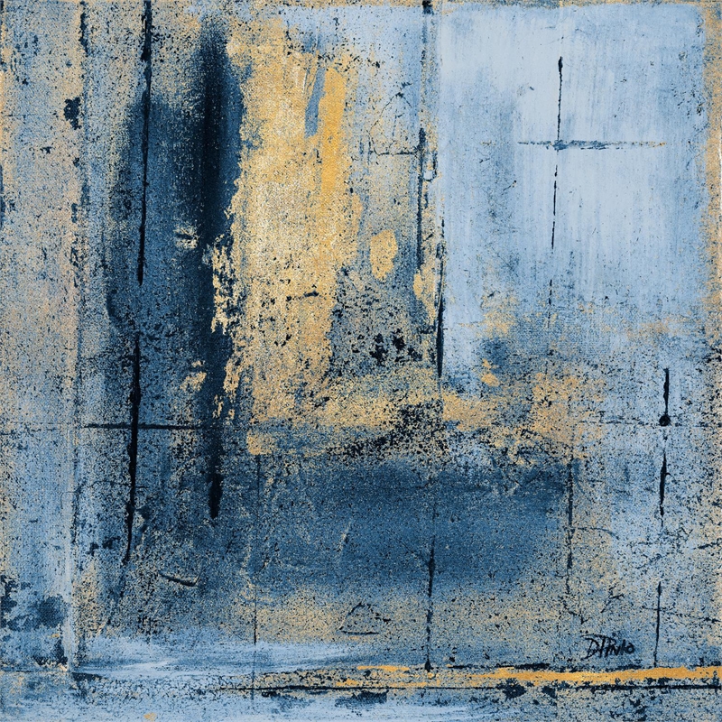 Pemberly Row 54x54 Golden Blues Art Canvas Print in Multi-Color