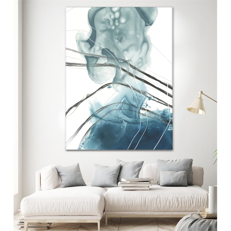 Pemberly Row Modern 72x54 Indigo Art Canvas Print in Multi-Color