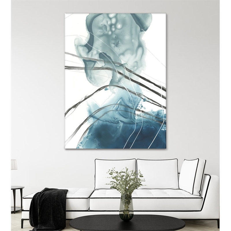 Pemberly Row Modern 72x54 Indigo Art Canvas Print in Multi-Color