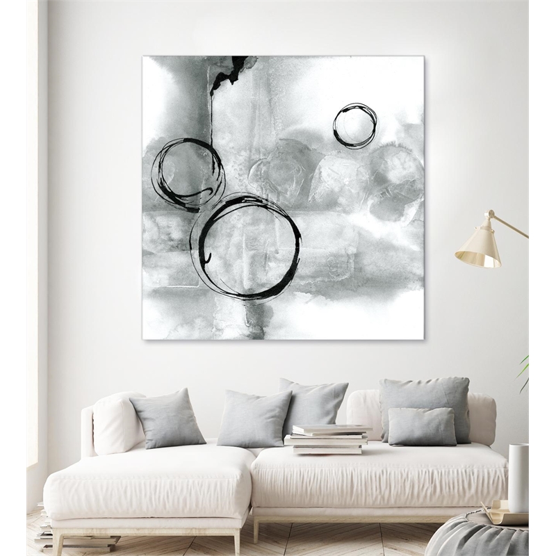 Pemberly Row 72x72 Full Circle Gray Art Canvas Print in Multi-Color